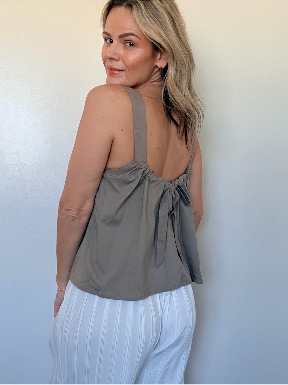 Almina Concept Relaxed Tie-Back Camisole in Taupe